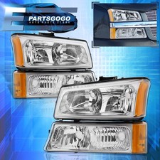 For 03-06 Chevy Silverado Chrome Amber Corner Head Lights Signal Bumper Lamps
