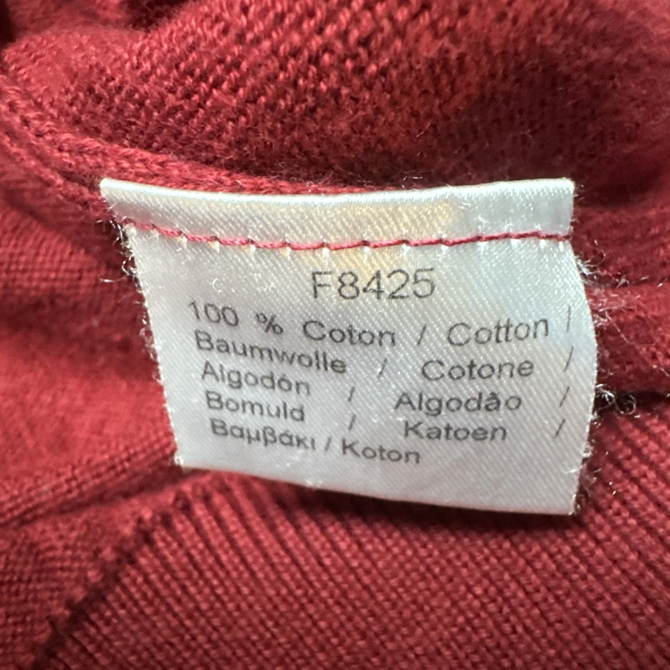 Suéter Pullover Lacoste Para Hombre 100% Algodón Cuello en V Rojo Granate • Talla 6 Logo Croc Foto 4 de 4