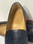 HERMES Navy Blue Leather DUKE Loafers Shoes Moccasin Red Rubber Soles Box Bag 41 — photo 7