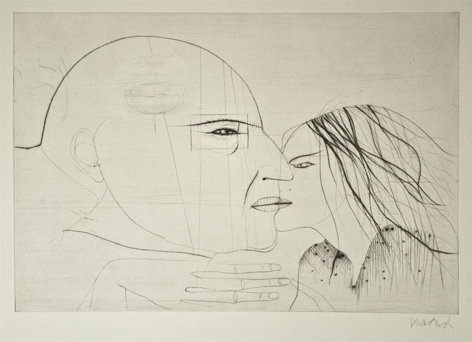 Paul Wunderlich Der Kuss Contemporary Griffelkunst signiert Kaltnadelradierung - Bild 4 von 4