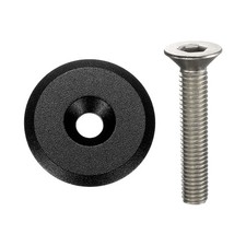 Bicycle Headset Stem Top Cap 1-1/4" OD Matte Surface with M6 Bolt Black