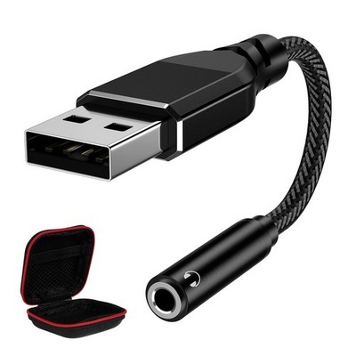 APETOO USB to 3.5mm Jack Audio Adapter, External Stereo Sound Card Black 