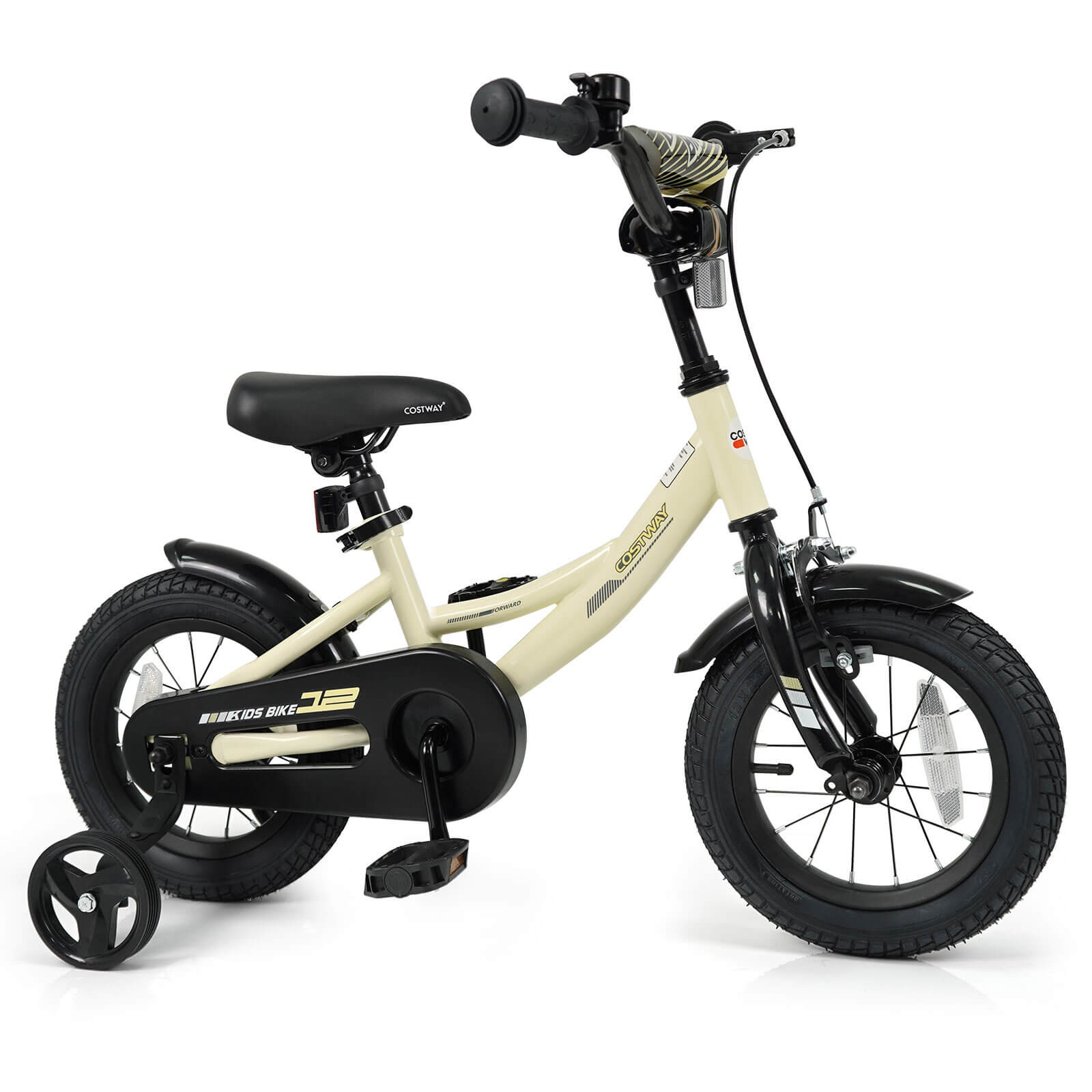 12 Inch Kids Bike w/Training Wheels Dual Brakes Adjustable S