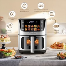 Freidora de aire caliente 6,5L Airfryer con ventana de visualización, pantalla táctil a color, 10 programas
