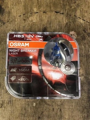 9005 HBS Osram Night Breaker Laser +150% Halogen Bulbs Duo 12V 60W Lamps - Image 1 of 2