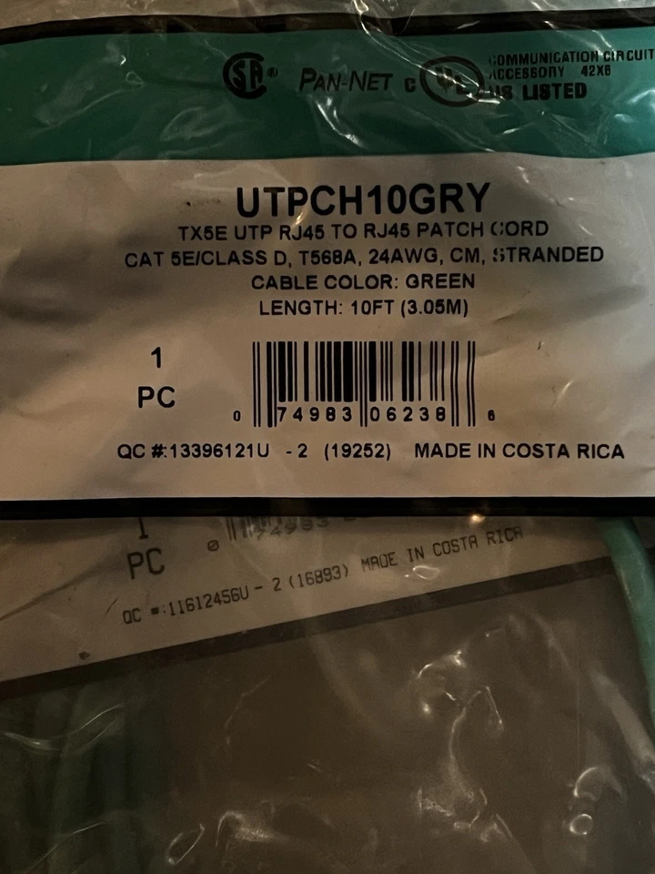 Panduit UTPCH10GRY | Copper Patch Cord, STP, Pan-Plug Modular Ethernet (10 pack) - Image 4 of 4