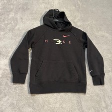 3BRAND Hoodie Boys Small 8-10 Black Nike Logo Graphic Pullover Fleece Sweatshirt