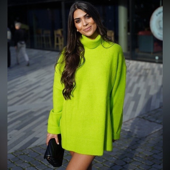 Pull Zara Vert Olive à Manches 3/4 Et Dos Plissé - Taille S/UK8