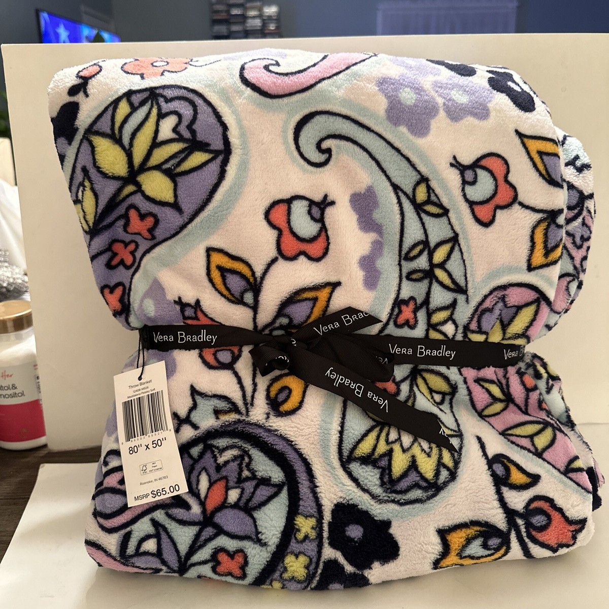 Vera Bradley Throw Blanket Fern Paisley Size 80