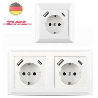 Steckdose mit USB-A & USB-C max. 3.400 mA Unterputz passend für GIRA 55 E2