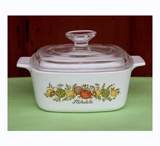Vintage Corning Ware Spice of Life Casserole Dish  Glass Lid A11/2-B L'Echalote