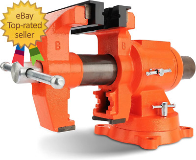 Heavy Duty Bench Vise 5-Inch Jaw Width and Opening 360-Degree Swivel Base with A