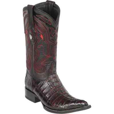 WILD WEST CHERRY CAIMAN CROCODILE TAIL WESTERN COWBOY BOOT 3X TOE EE 2950118
