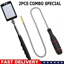 2 Pack Telescoping Inspection Mirror, Flexible Adjustable 360° Inspection Mirror
