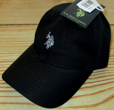 MENS U.S. POLO ASSN BLACK ADJUSTABLE HAT CAP ONE SIZE