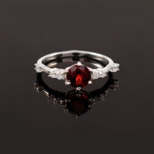 Natural Garnet Gemstone Promise Ring Anniversary Gift 925 Sterling Silver Ring