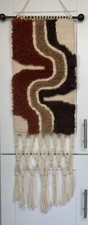 Latch Hook Wall Rug Tapestry Boho MCM Earth Tones Macrame Handmade Vtg