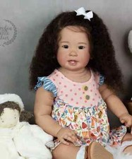 28in Finished Huge Reborn Baby Doll Hand-Rooted Long Curly Hair Toddler Girl Toy