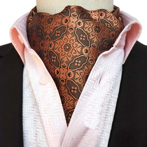 Men Paisley Floral Vines Polka Dots Solid Color Cravat Scarf Ascot Tie Neckwear - Picture 4 of 17