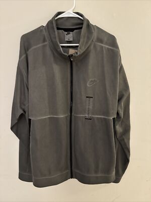 Nike Sportswear Full Zip Jacket Mens Size XL Gray Washed Black Jersey DA7176-010
