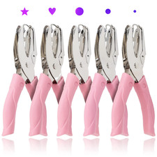 5 Pieces Metal Handheld Paper Punch Single-Hole Tag Punch Set with Plastic Handl