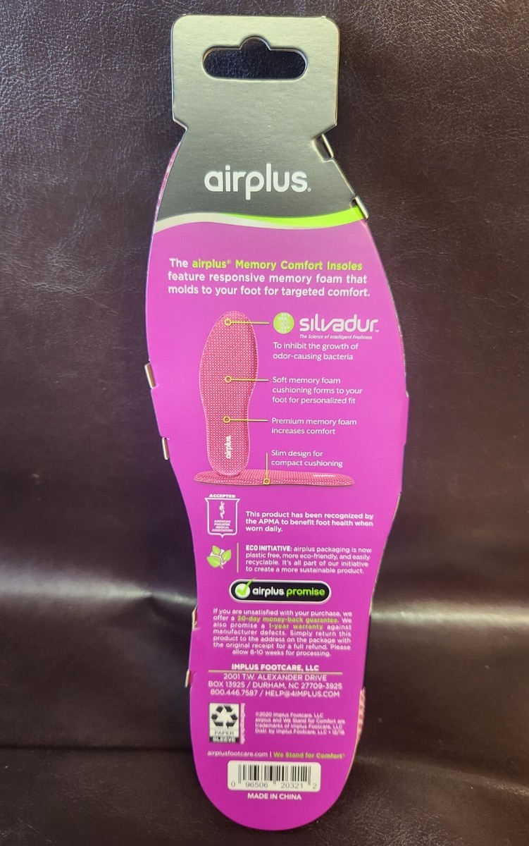 T・T・T Airplus Memory Comfort Insoles with Memory Foam for Women Trim to