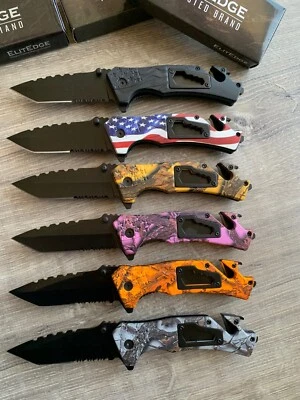 (WHOLESALE LOT x 12) ElitEdge Tactical Spring Assisted Pocket Knife - A48