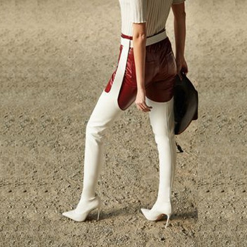 Women Over Knee Boots Pointed Toe Stiletto High Heels With Belt Thigh High Boots - Picture 20 of 21