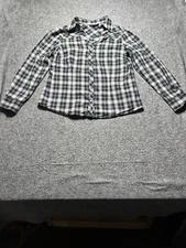 A New Approach Women's Size L Button Up Long Sleeve Plaid Pearl Snap