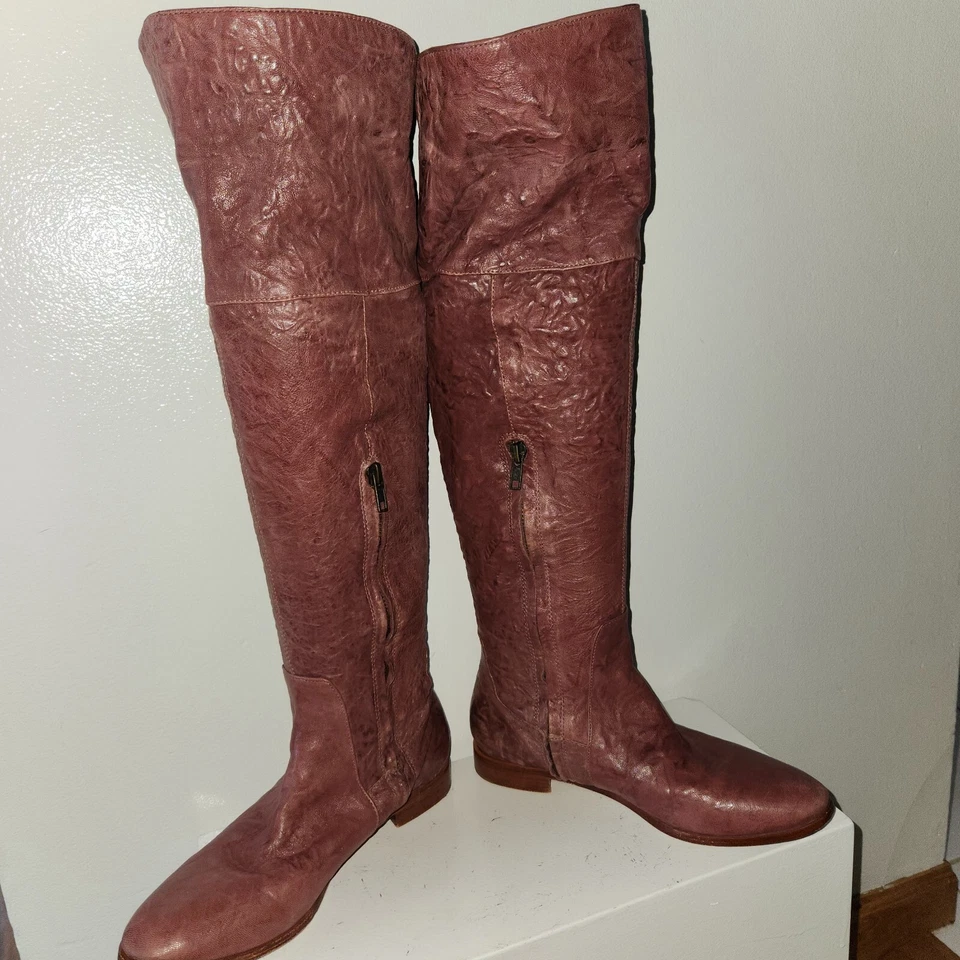 BOTAS HASTA LA RODILLA GEE WAWA DAMAS TALLA 7 CUERO TEXTURIZADO CREMALLERA LATERAL ENVEJECIDA Foto 3 de 4