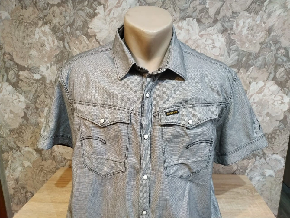 G-STAR Camisa Hombre Talla XL Gris Bolsillos Foto 3 de 4