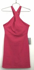 Velvet Torch Womens Cross Front Halter Mini Dress Solid Color Sleeveless