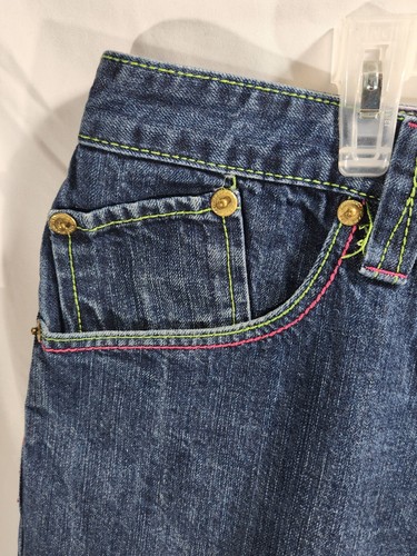 Pantalones de mezclilla vintage Delf para hombre 44x32 azul patinador calavera bordados holgados Y2K - Imagen 7 de 18