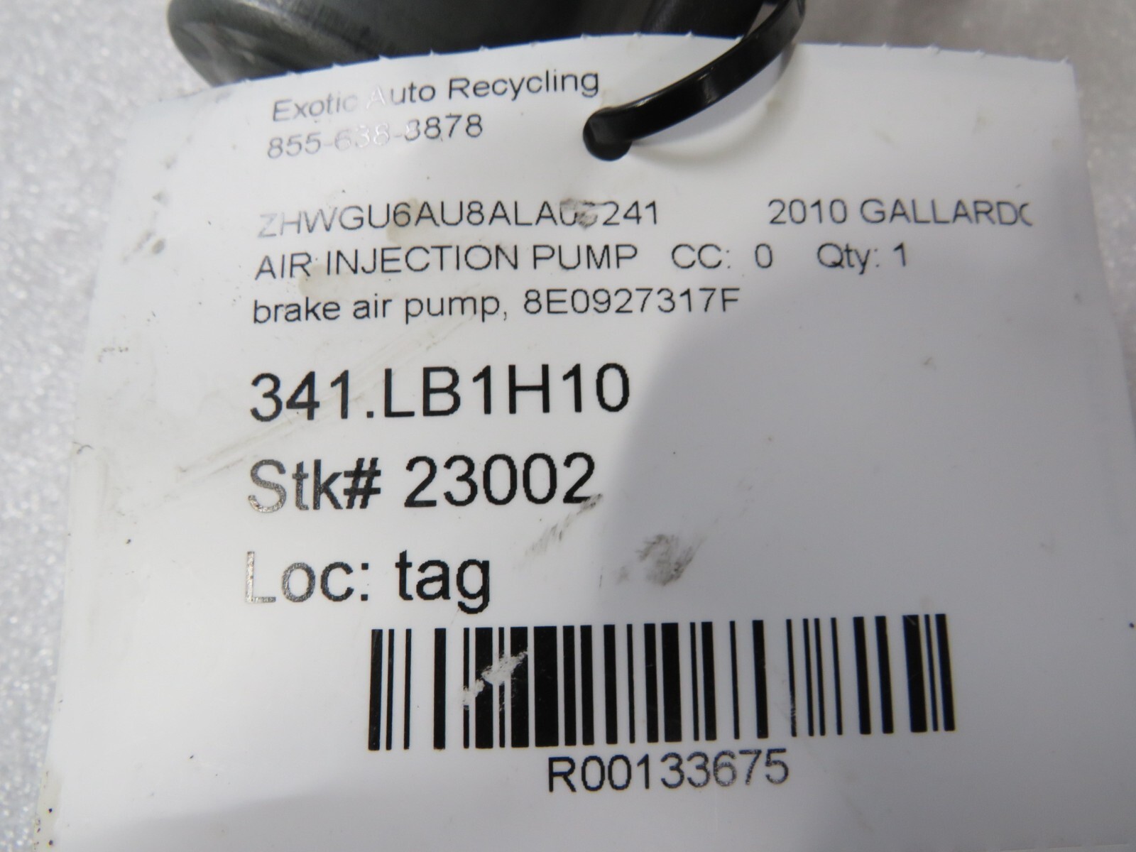 Lamborghini Gallardo, LP560, LP550, LP570, Vacuum Pump, Used, P/N 8E0927317F
