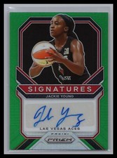 2021 Panini Prizm WNBA #SG-JYG Jackie Young Signatures Green Las Vegas Aces