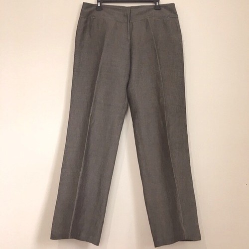Eileen Fisher Linen Viscose High Waist Coffee Brown Dress Pants