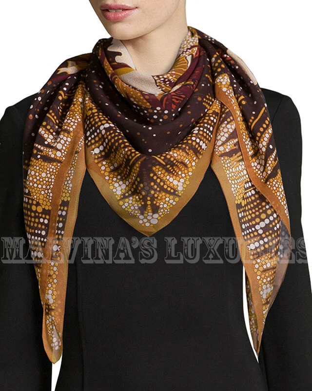 FOULARD GUCCI DAYDREAM MARRON BEIGE IMPRIMÉ SOIE FOULARD CARRÉ OVERSIZE 43