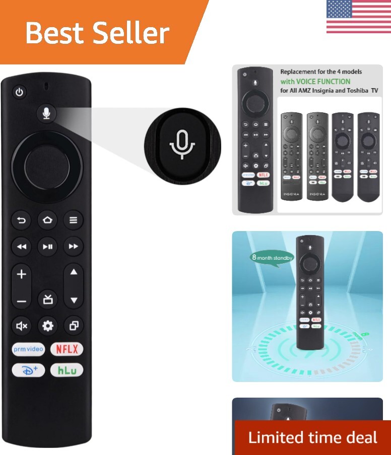 Smart TV Voice Remote - Compatible with Insignia, Toshiba, Pioneer TVs - Black-image