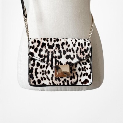 Mango Brown Animal Leopard Print Gold Hardware Faux Fur Mini  display picture 1