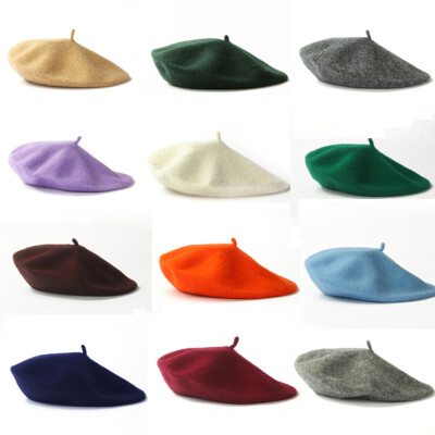 Soft Warm Wool Berets Felt French Artist Beanies Tam Baggy Hats