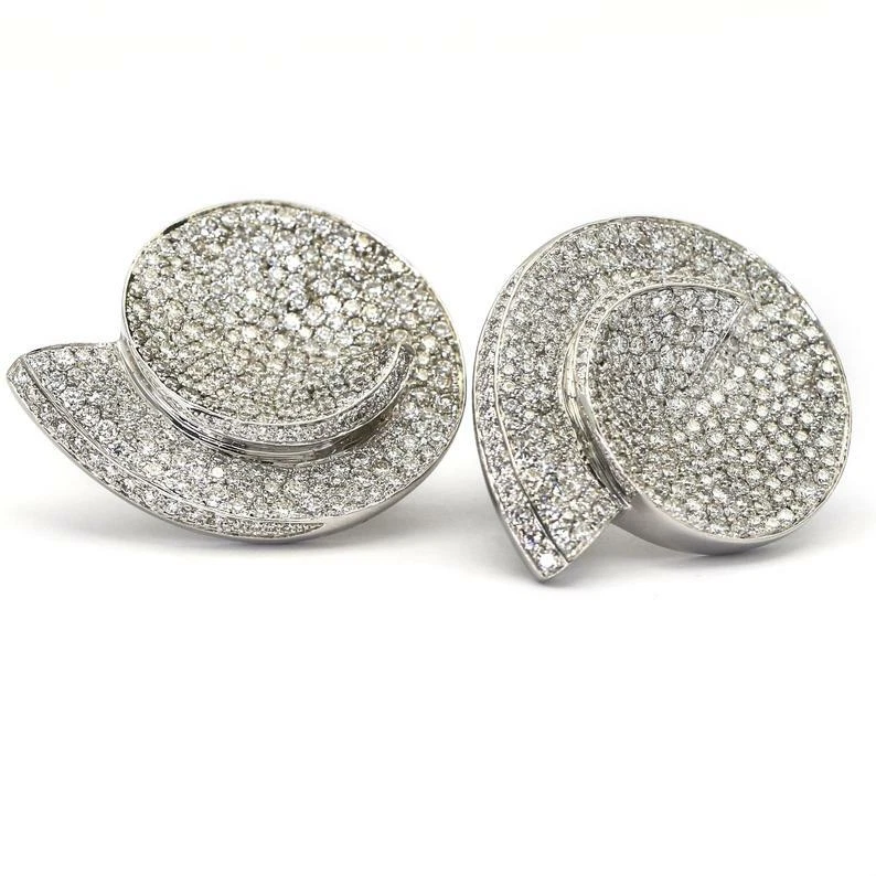 Conjunto Micro Pavé Simulado 11.69CT Zafiro Mujer Increíble Forma Concha de Mar Pendientes Foto 3 de 4