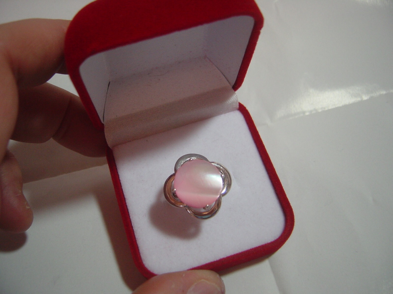beautiful Solid Silver Ring-unusual bright pink m… - image 1
