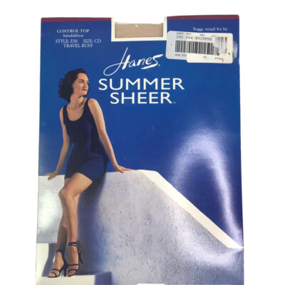 Hanes Summer Sheer Pantyhose Control Top Sandalfoot CD Style E50 Travel Buff