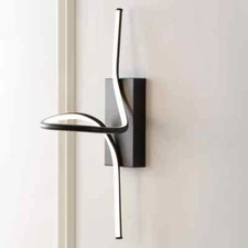 JONATHAN Y Sketch 9 Black Minimalist Metal Integrated LED Vanity Light Sconce