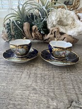 Set Of 2 Sevres French Porcelain Hand Painted Teacup and Saucer