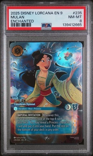 2024 DISNEY LORCANA EN 9 FABLED MULAN #235 ENCHANTED PSA 8
