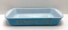 Vintage SEARS GLASBAKE Kissing Don't Last But Cookery Do Turquoise Baking Dish