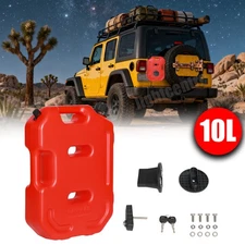 Red 10L Fuel Tank Can Gasoline Pack Gas Container & Lock Kit For Jeep SUV ATV