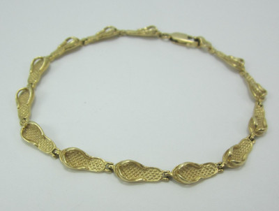 STUNNING 14K YELLOW GOLD (8'') FLIP-FLOP SANDALS BEACH  BRACELET     7.9G