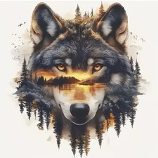 WOLF DOG FOREST SUNSET 6” PULGADAS Impermeable Resistente a los rayos UV Vinilo Adhesivo Calcomanía 1 pieza